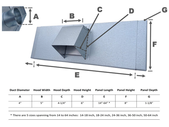 window dryer vent dimensions spec image