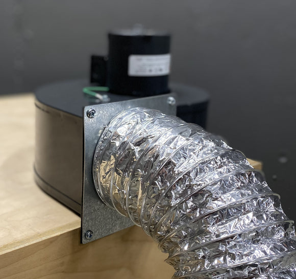 Flex Duct Connected to Dayton Blower Flange Adapter