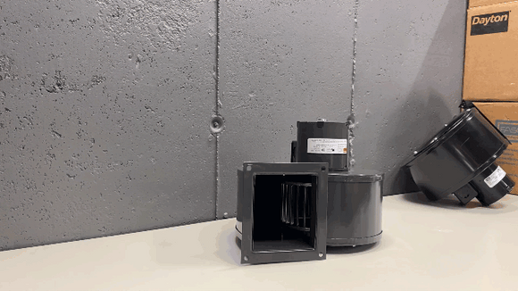 installing a square to round adapter on a Dayton blower 1TDR3