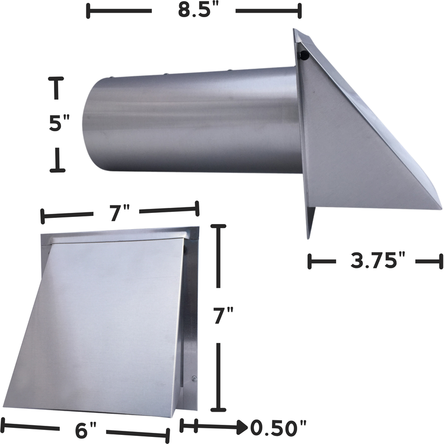 5 inch wall vent dimensions spec image 