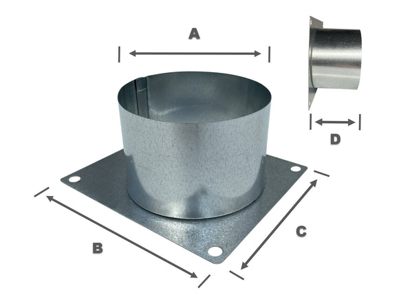 flange adapter for dayton blower 1TDR3 dimensions spec image 