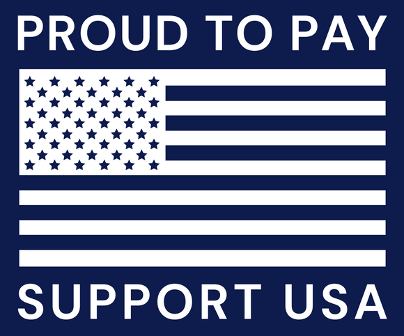 Vent Works “Proud to Pay Support USA” graphic featuring an American flag, representing our pledge to proudly pay more for 100% U.S. made materials and manufacturing