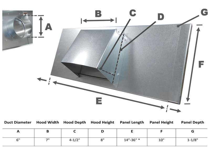 6 Inch Window Vent Spec Sheet